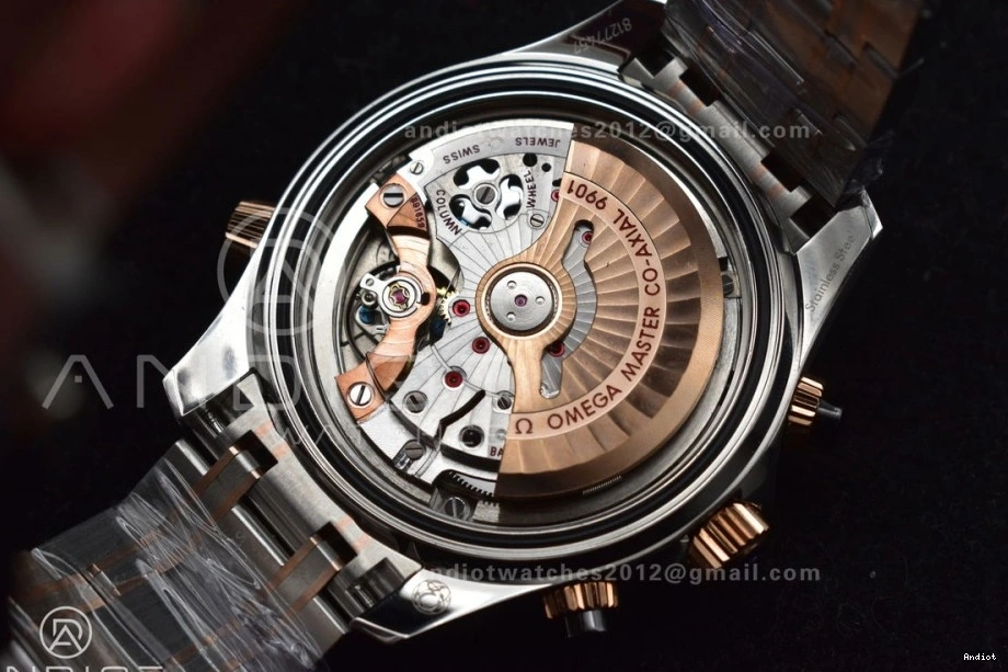 Best 1:1 SS RG SS on Black Strap 300m Edition OMF Chrono Dial A9900 Seamaster 1223